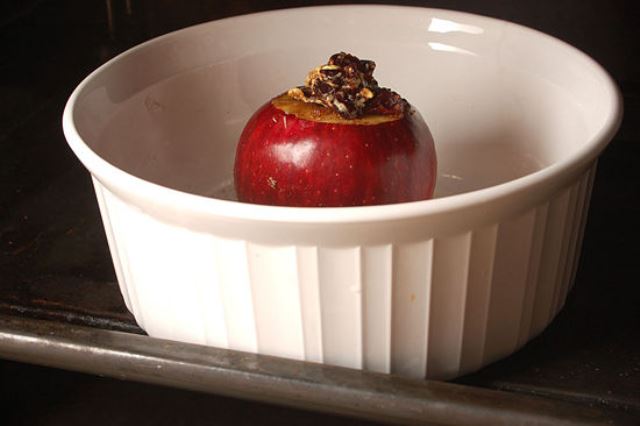 7. Put the baking dish in the oven. Bake the apple for 1 hour.