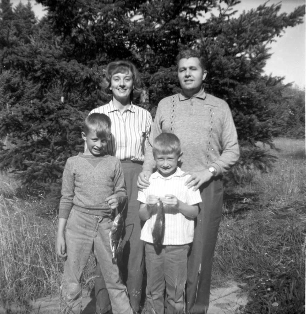 Constance Isherwood and her husband Foster, with their nephews Ken and Robert Holmes, on a fishing trip in the early 1960’s. Photo courtesy of the Holmes Family