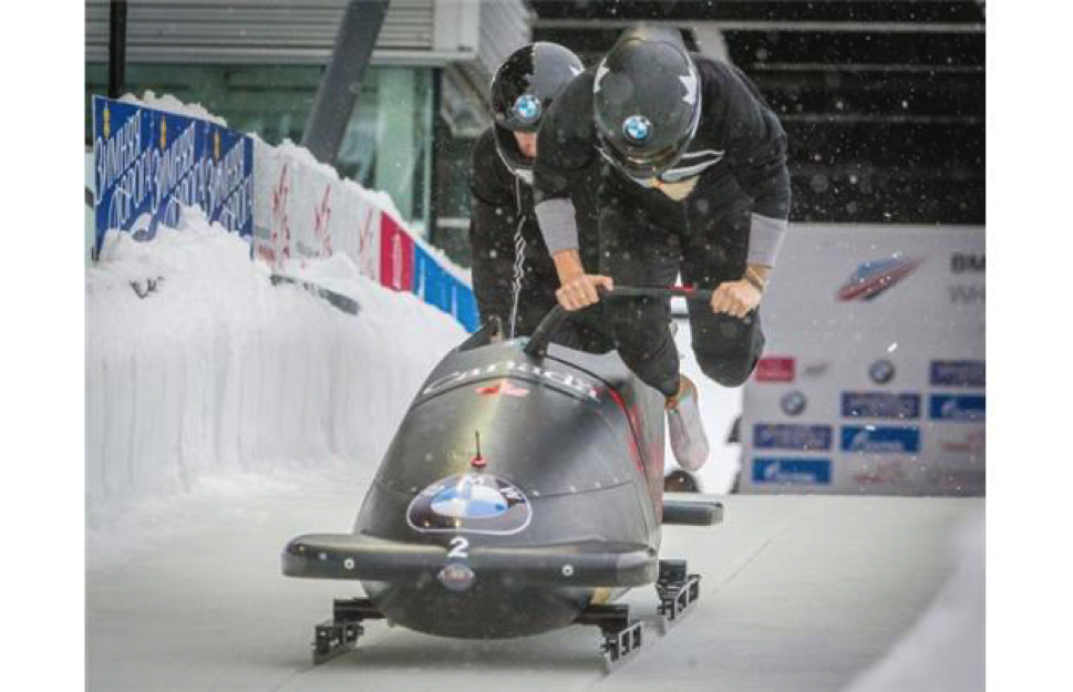 Kaillie Humphries climbs into her bobsled. PHOTO: Ric Ernst/Vancouver Sun