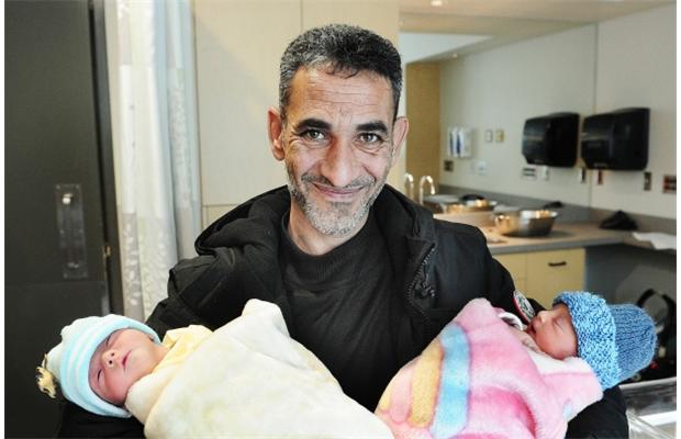 PHOTO - NICK PROCAYLO / VANCOUVER SUN Amjad Ktifan is the proud father of twins. The twins are named Rinad and Mohammad
